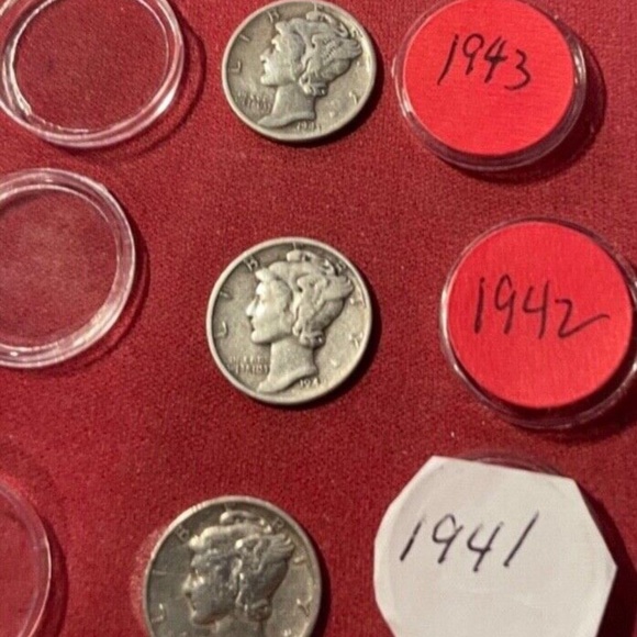 MERCURY DIMES - LOT OF (3) - WAR YEARS, 1941-1942-1943  90% SILVER - Picture 2 of 7